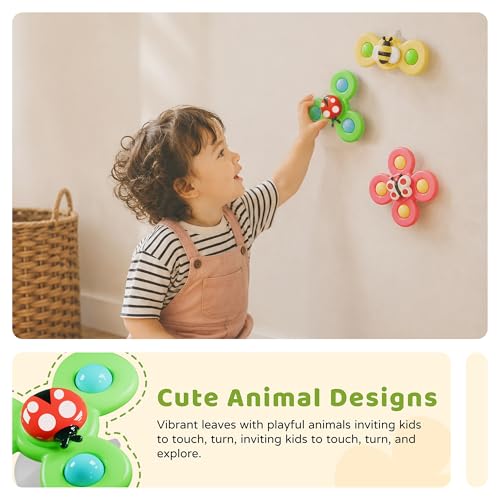 LiKee Suction Cup Spinner Sensory Toy | Airplane, Car & Bath Toy for Babies 10+ Months